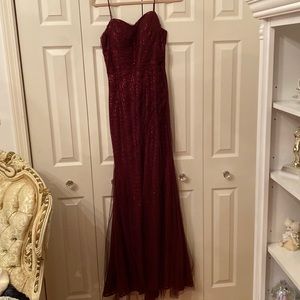 Mori Lee Gorgeous burgundy sequins bridesmaid dress